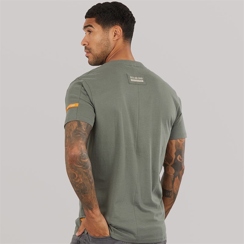 Duck and Cover Mens Camostack T-Shirt Dark Olive - Image 2