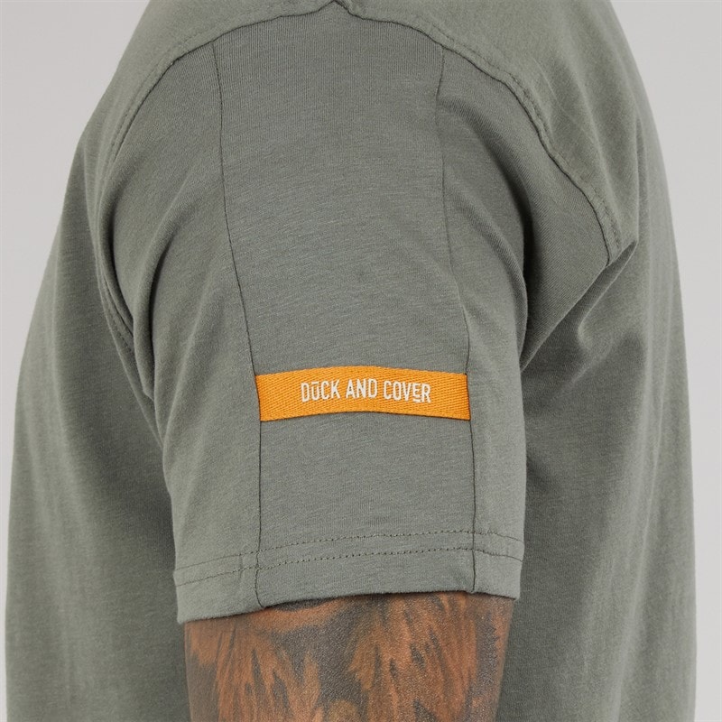 Duck and Cover Mens Camostack T-Shirt Dark Olive - Image 3