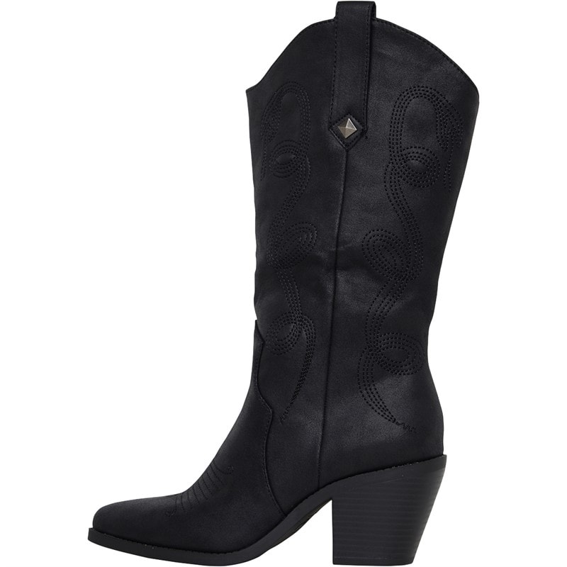 Rocket Dog Womens Feria Heeled Knee High Cowboy Boots Black