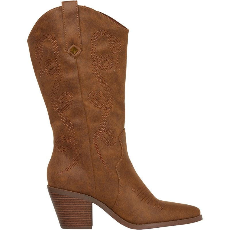 Rocket Dog Womens Feria Heeled Knee High Cowboy Boots Walnut - Image 4