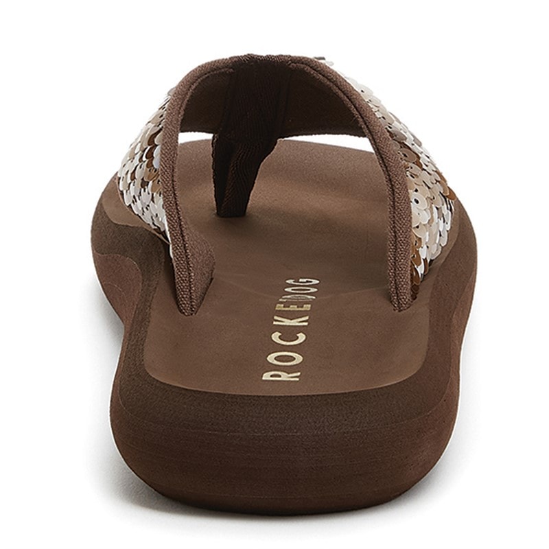 Rocket Dog Womens Spotlight Olney Sequin Flip Flops Brown - Image 3