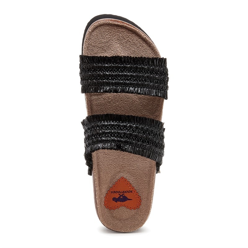 Rocket Dog Womens Aruba Raffia Twin Strap Footbed Sandals Black - Image 4