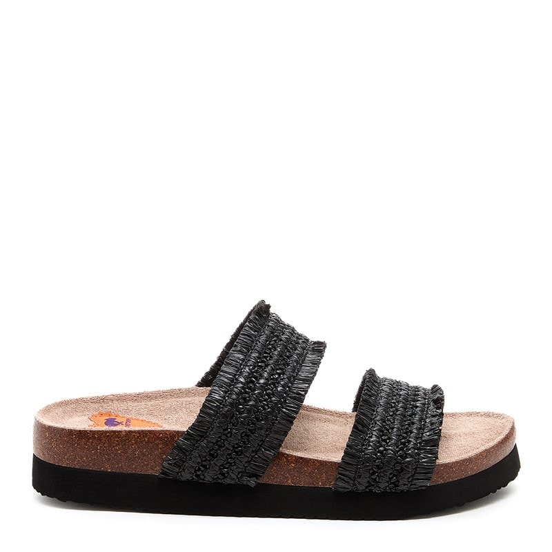 Rocket Dog Womens Aruba Raffia Twin Strap Footbed Sandals Black - Image 5