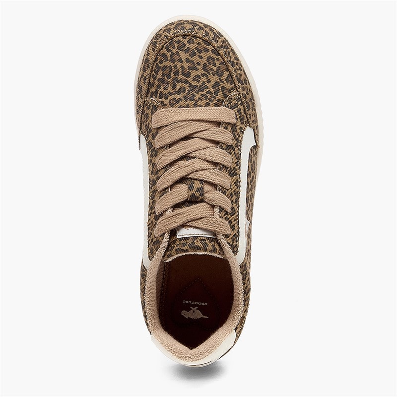 Rocket Dog Womens Bolt Leopard Print Trainers Tan - Image 4