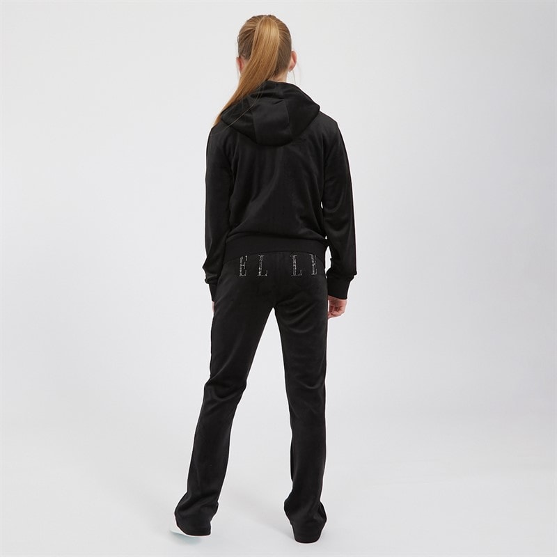 Elle Girls Sport Velour Zip Through Hoodie And Joggers Set Black - Image 2
