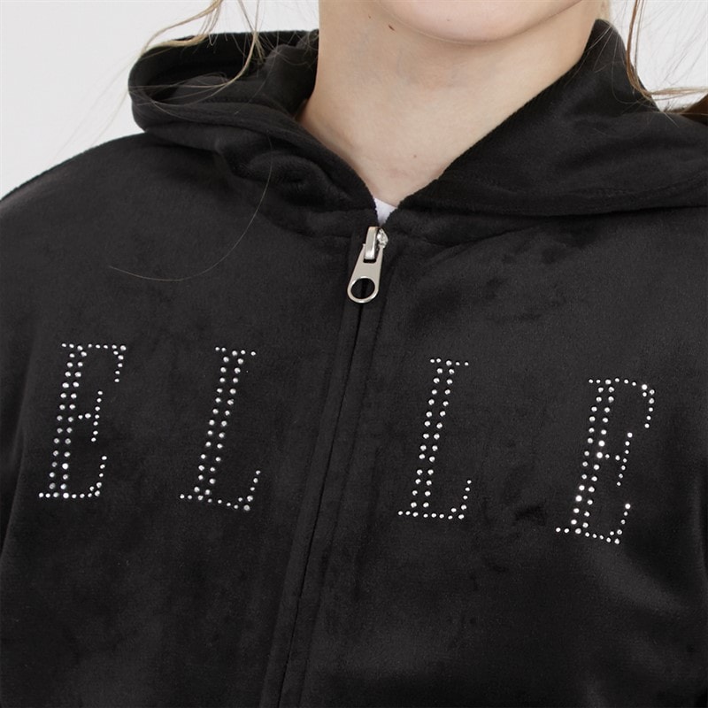 Elle Girls Sport Velour Zip Through Hoodie And Joggers Set Black - Image 3