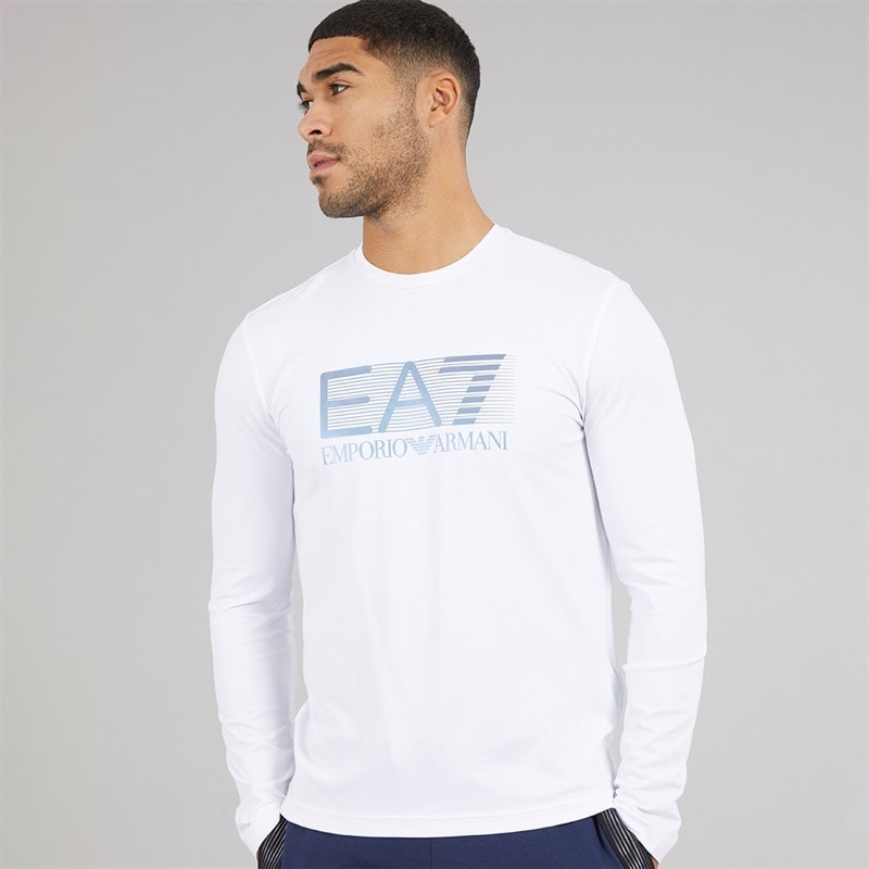 EA7 Mens Long Sleeve T-Shirt White - Image 1