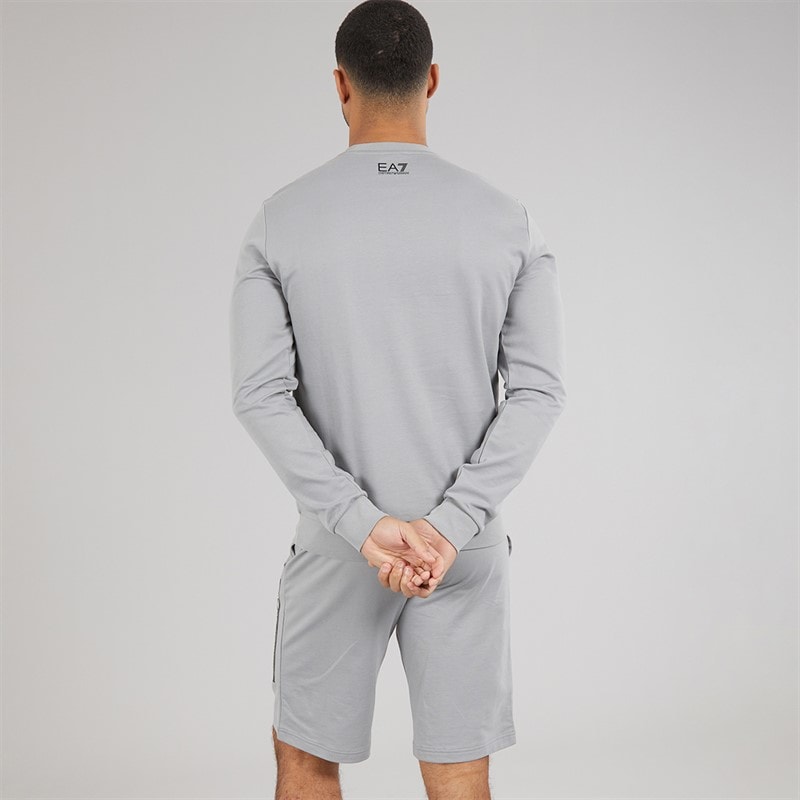 EA7 Mens Sweatshirt and Shorts Set Sharkskin - Image 2
