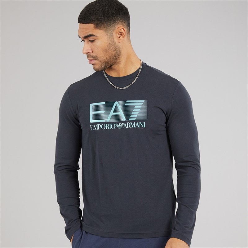 EA7 Mens Long Sleeve T-Shirt Night Blue - Image 1