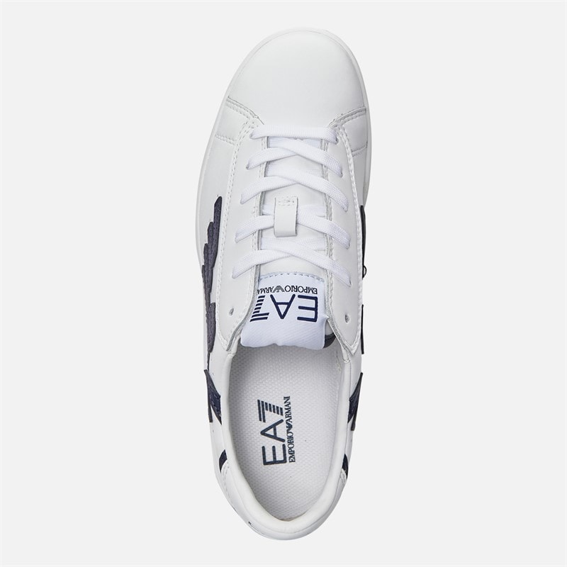 EA7 Junior Boys Trainers Bianco/Blue - Image 4