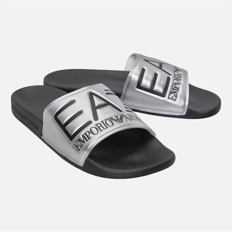 EA7 Sliders Shiny Silver/Black