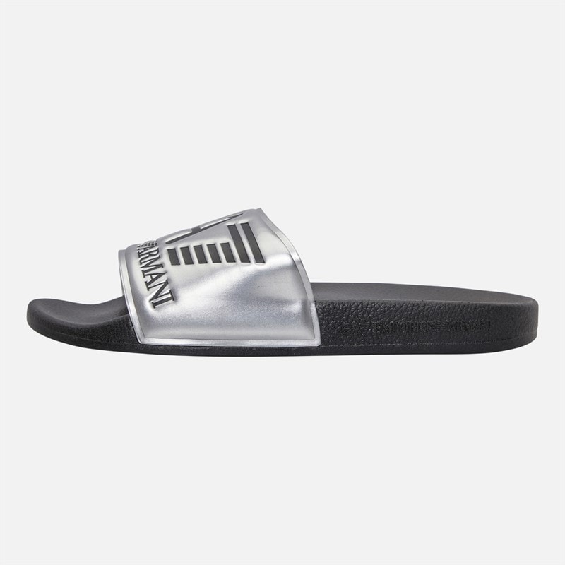 EA7 Sliders Shiny Silver/Black - Image 2