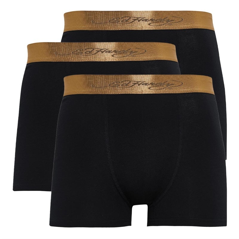 Ed Hardy Mens Berio Three Pack Boxers Black - Image 1