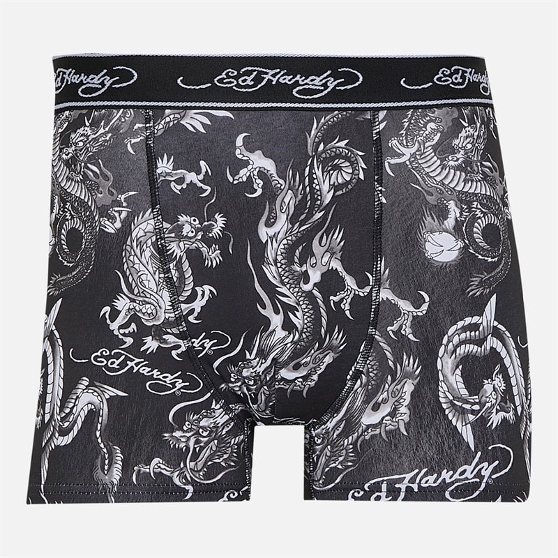 Ed Hardy Mens Daxin Five Pack Boxers Black/Charcoal/Grey - Image 2