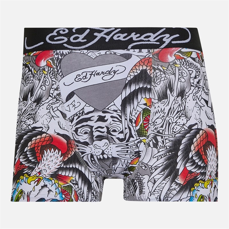 Ed Hardy Mens Aravos Five Pack Boxers White Aop/Black Aop/Black/Coal - Image 2