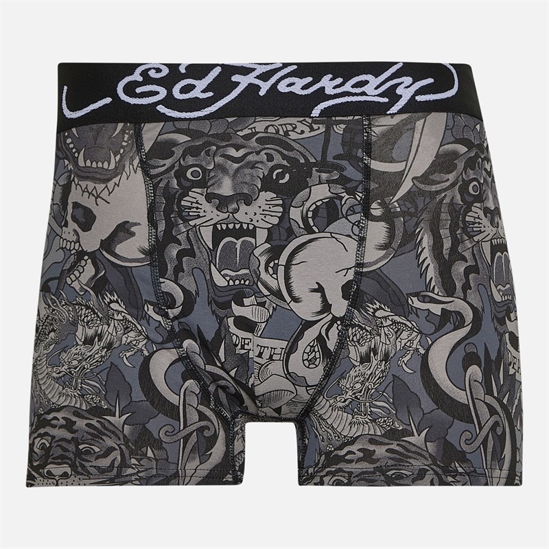 Ed Hardy Mens Aravos Five Pack Boxers White Aop/Black Aop/Black/Coal - Image 3