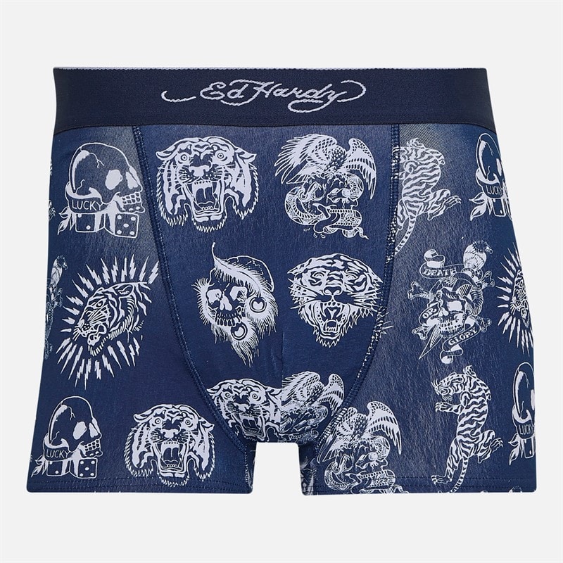 Ed Hardy Mens Lonty Five Pack Boxers Grey Marl/Navy/Charcoal - Image 2