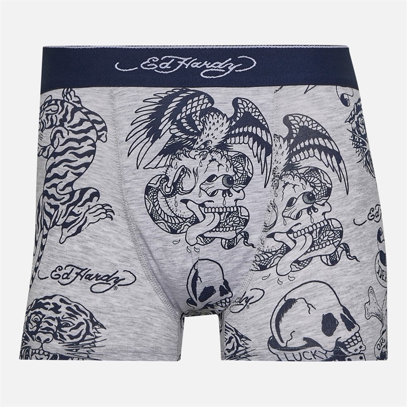 Ed Hardy Mens Lonty Five Pack Boxers Grey Marl/Navy/Charcoal - Image 3