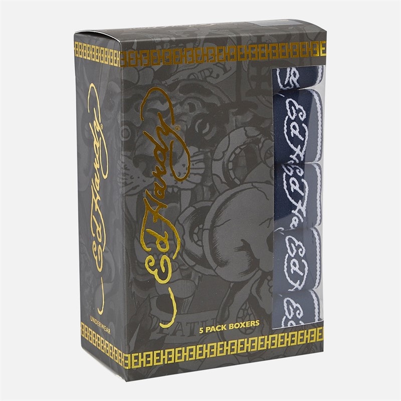 Ed Hardy Mens Lonty Five Pack Boxers Grey Marl/Navy/Charcoal - Image 4