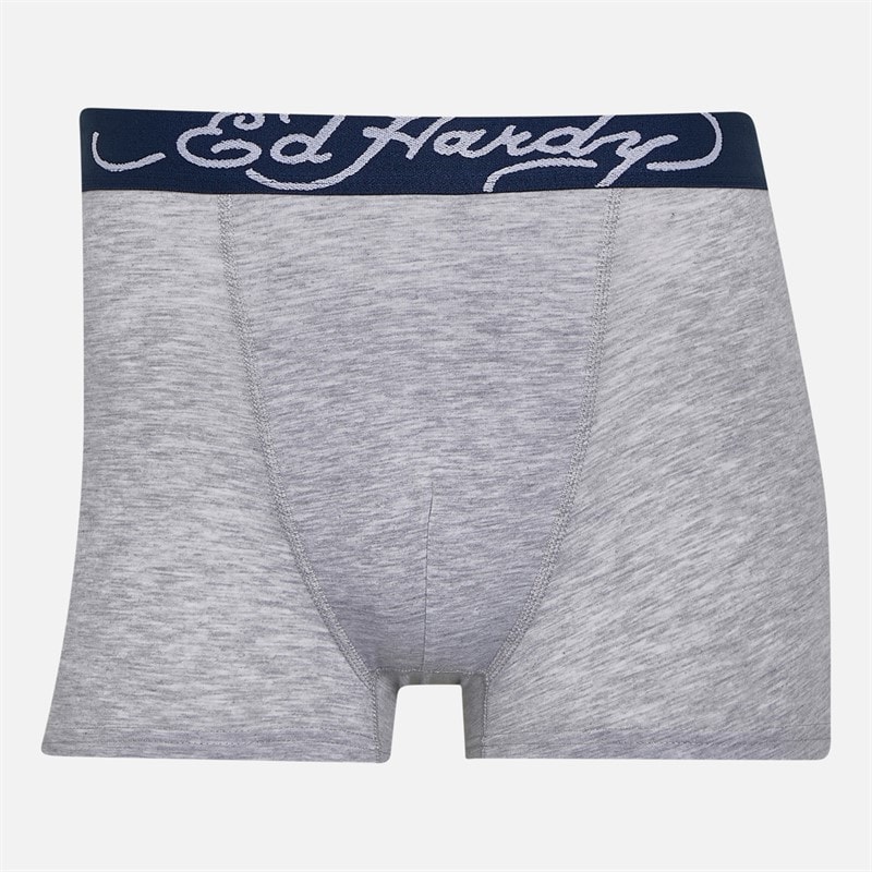Ed Hardy Mens Lancel Three Pack Boxer Shorts Navy AOP/Grey - Image 2