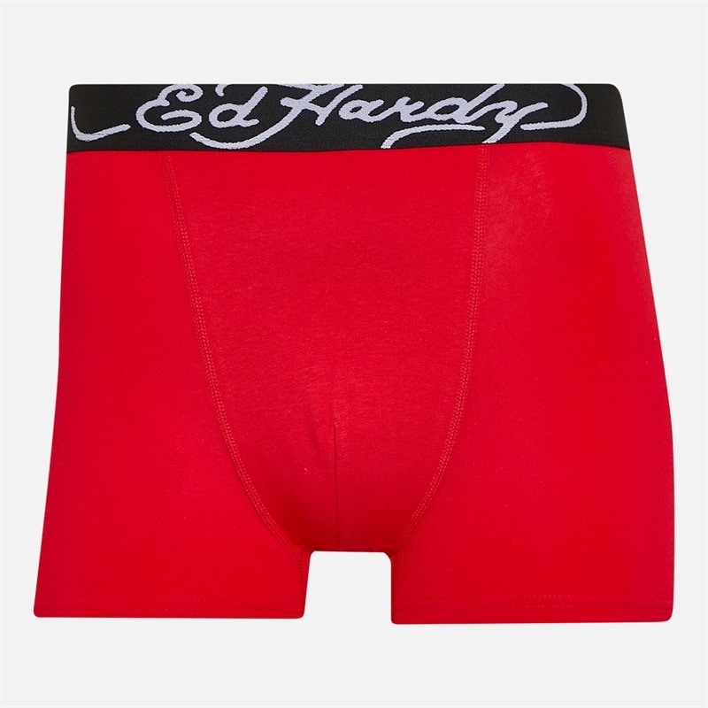 Ed Hardy Mens Athieu Five Pack Boxer Shorts Black AOP/Grey Marl/Black AOP/Black/Red - Image 2