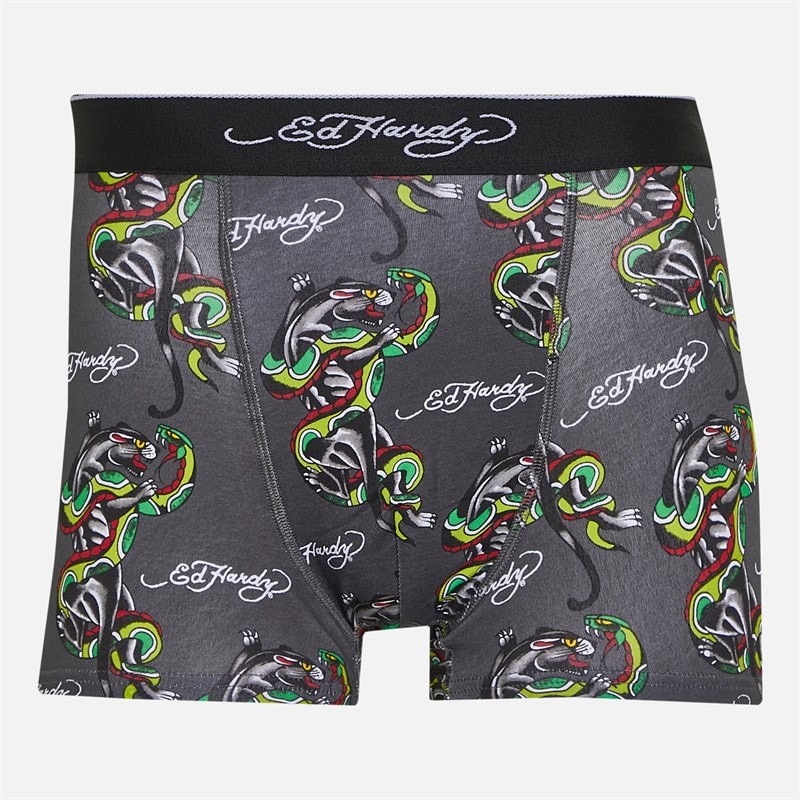 Ed Hardy Mens Venri Three Pack Boxer Shorts Dark Grey AOP/Charcoal - Image 3