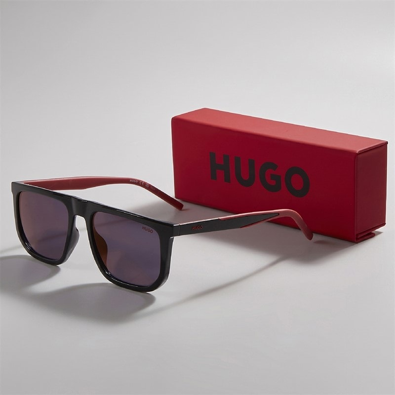 HUGO Mens Rectangular Sunglasses Black - Image 3