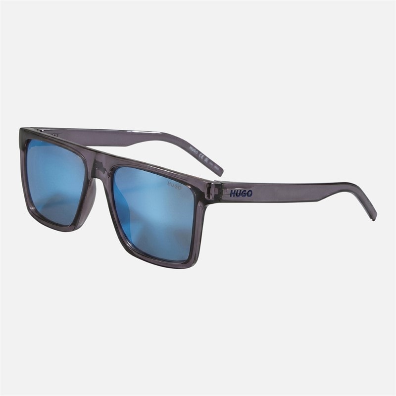 HUGO Mens Rectangular Flat Top Sunglasses Blue