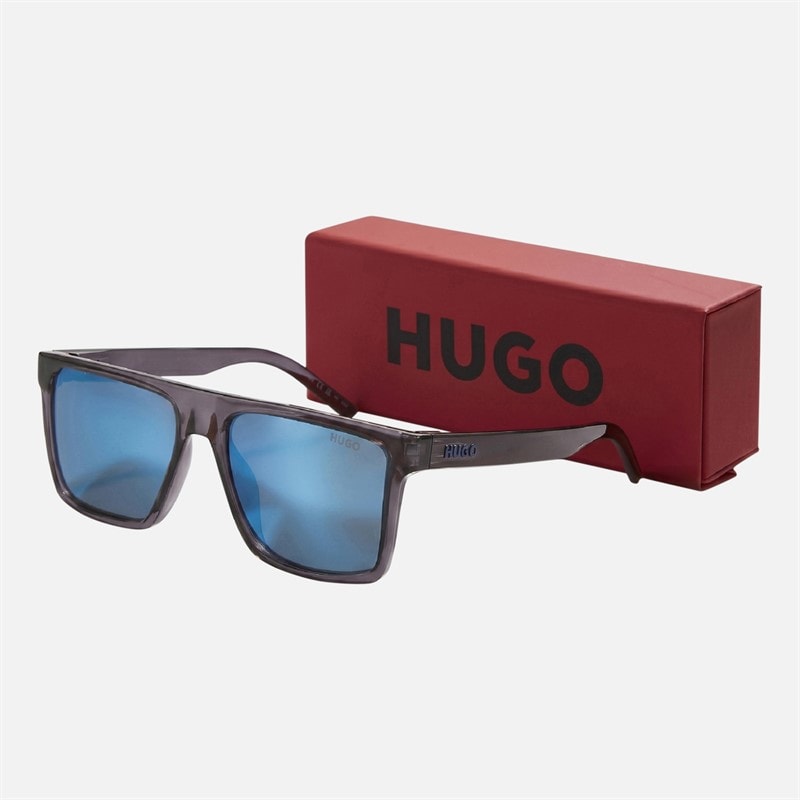 HUGO Mens Rectangular Flat Top Sunglasses Blue - Image 3
