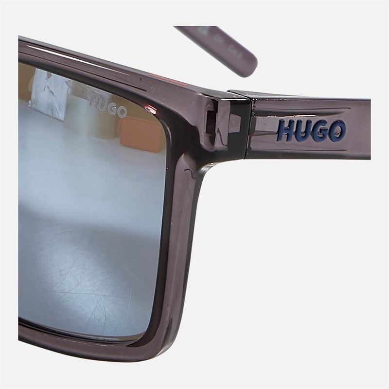 HUGO Mens Rectangular Flat Top Sunglasses Blue - Image 4
