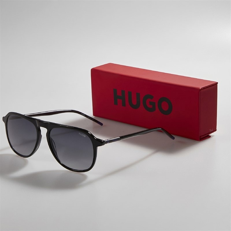 HUGO Mens Rectangular Sunglasses Black - Image 3