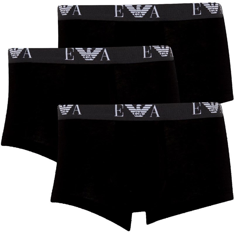 Emporio Armani Mens Three Pack Boxer Trunks Black/Black/Black - Image 1