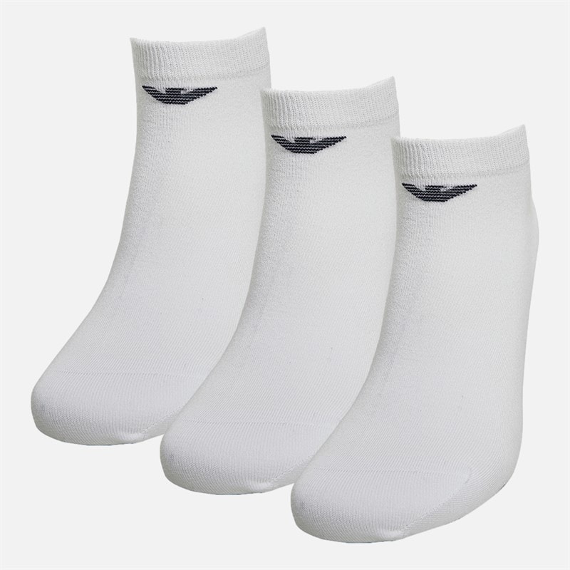 Emporio Armani Mens Three Pack Trainer Socks White - Image 2