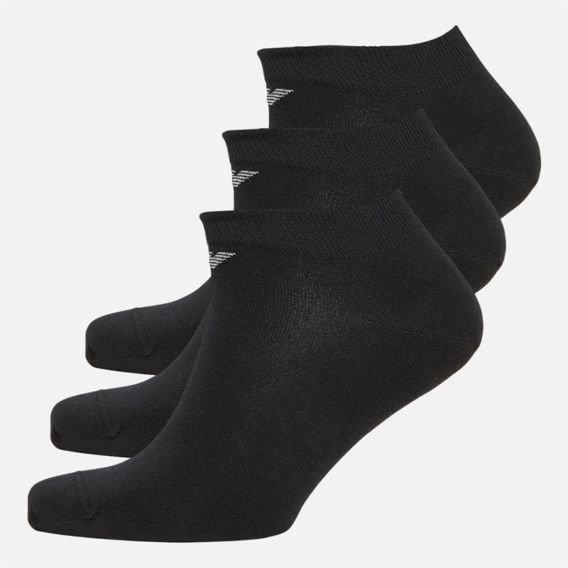 Emporio Armani Mens Three Pack Trainer Socks Black