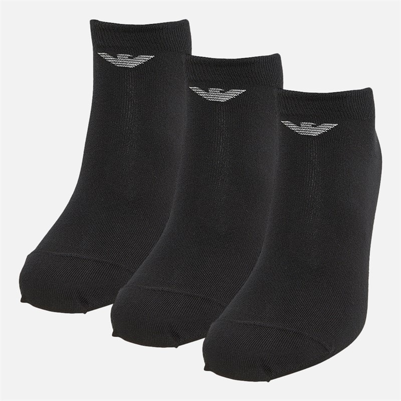 Emporio Armani Mens Three Pack Trainer Socks Black - Image 2