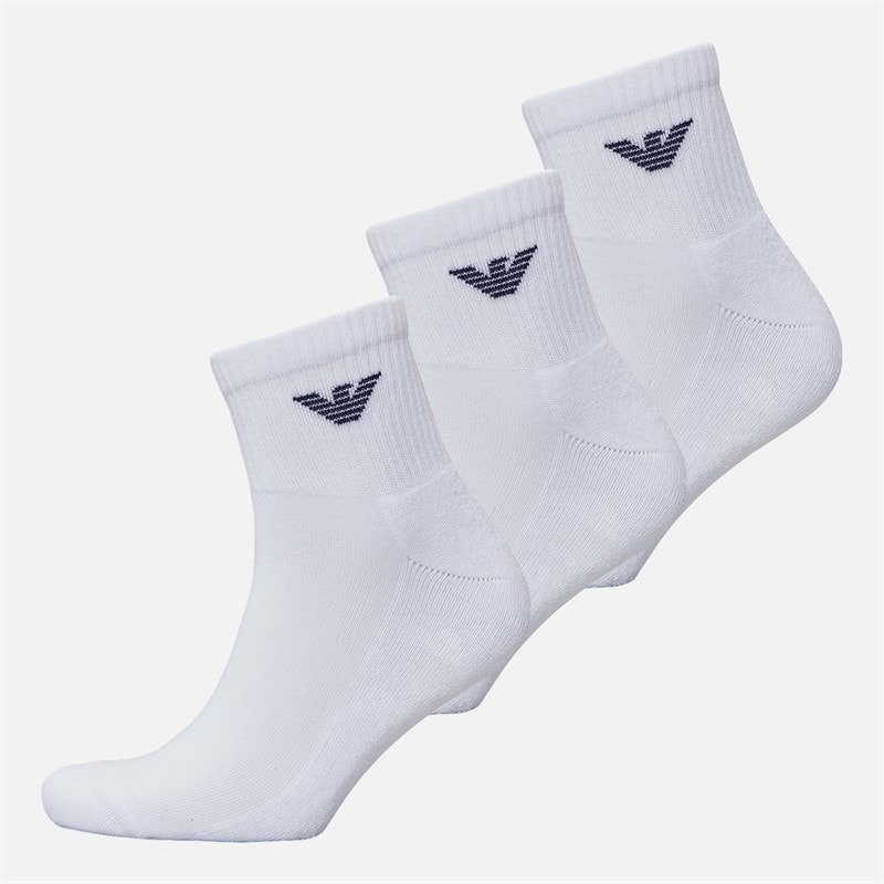 Emporio Armani Mens Three Pack Short Socks White