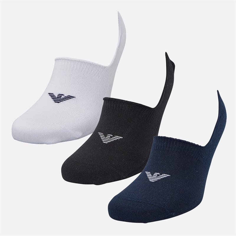 Emporio Armani Mens Three Pack Trainer Liners White/Black/Navy - Image 2