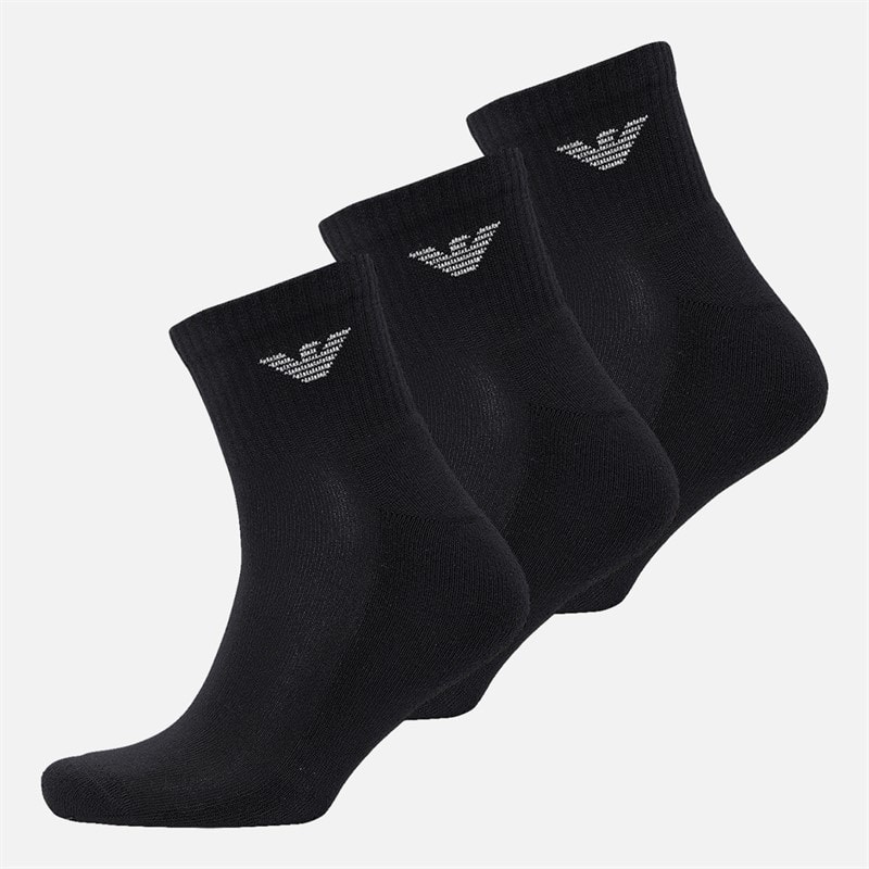 Emporio Armani Mens Three Pack Short Socks Black