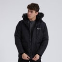 Bench Mens Tillor Fur Trim Hooded Padded Ripstop Parka Black