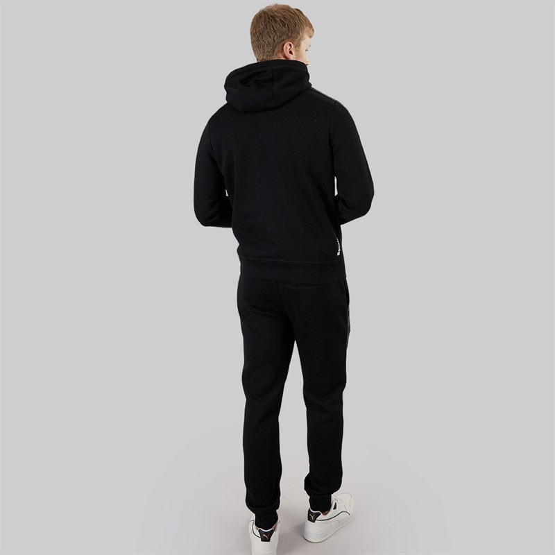 Bench Mens Guttell Tracksuit With Branded Tape Detail Black - Image 2