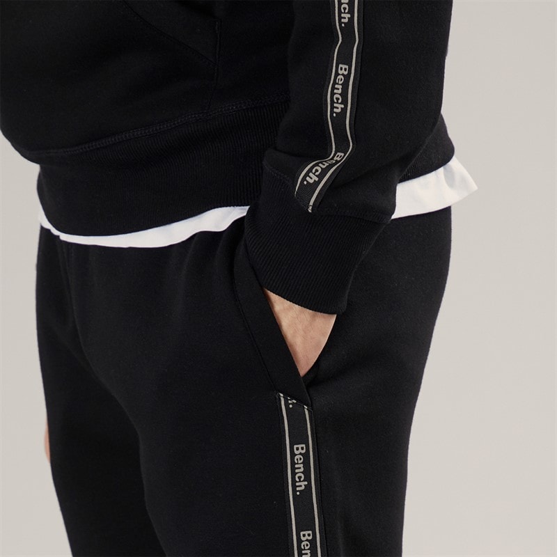 Bench Mens Guttell Tracksuit With Branded Tape Detail Black - Image 3