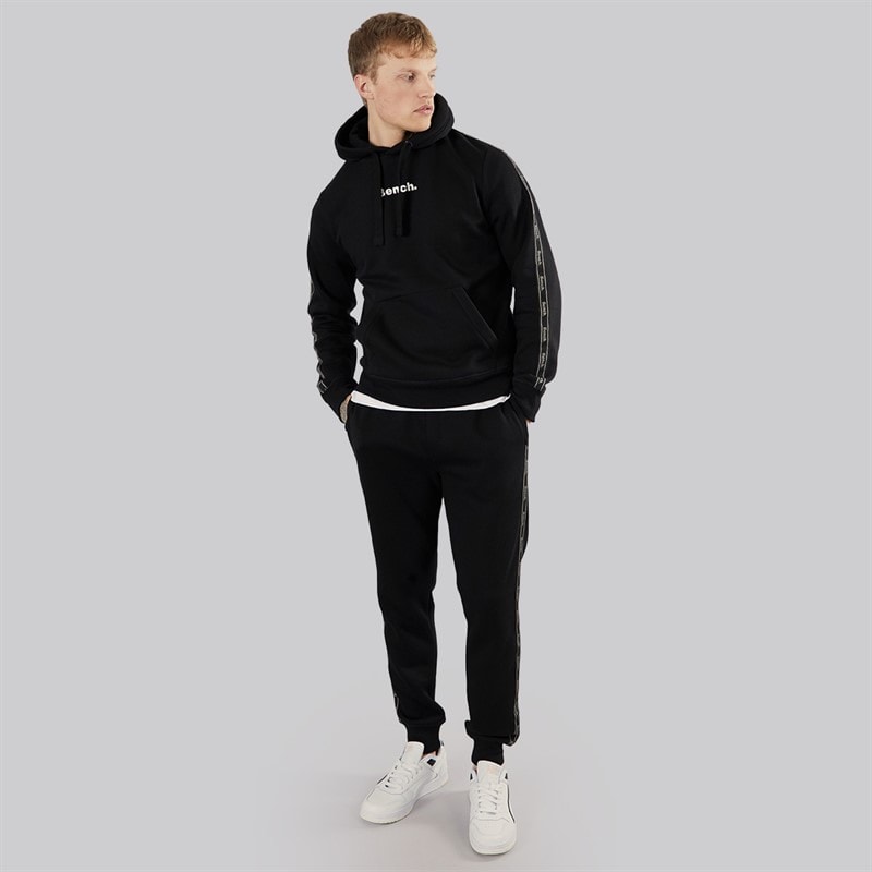 Bench Mens Guttell Tracksuit With Branded Tape Detail Black - Image 4