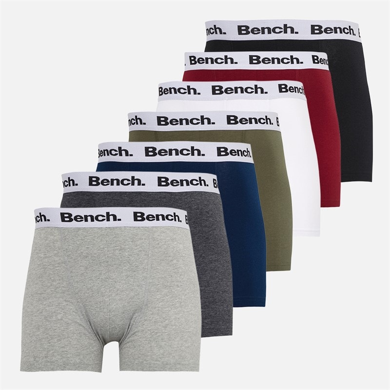 Bench Mens Marcos Seven Pack Boxers Black/Grey Marl/Navy/Burgundy/White/Khaki/Charcoal - Image 1