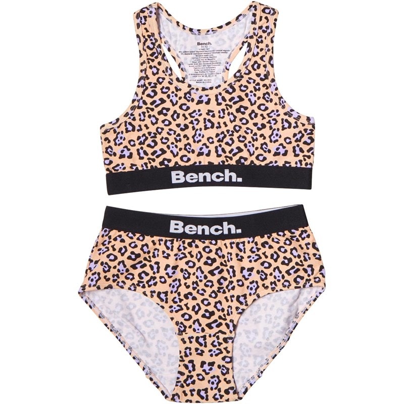 Bench Girls Crop Top And Briefs Set Peach/Camo - Image 1