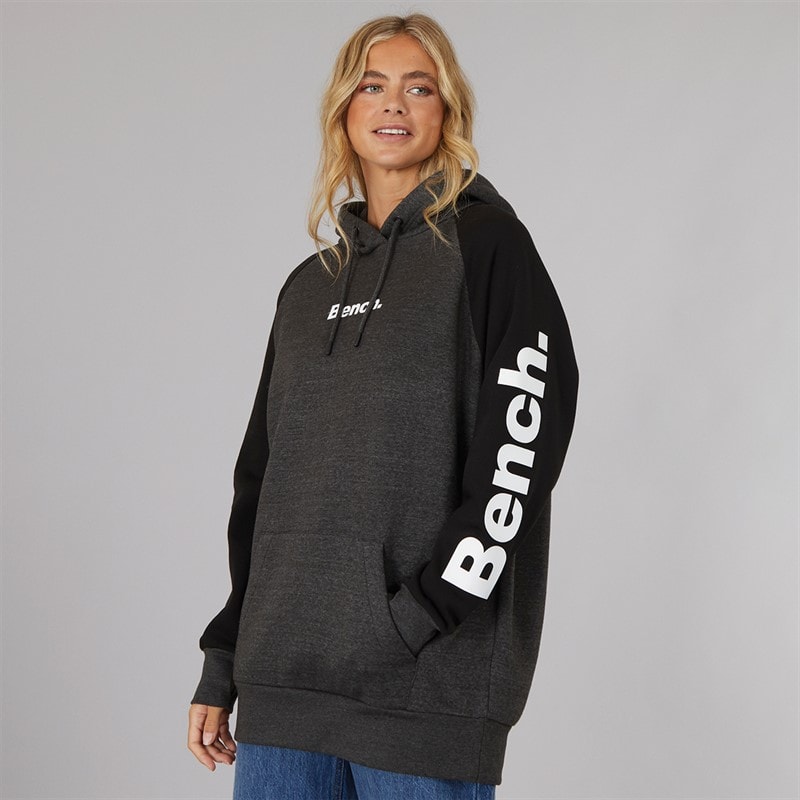 Bench Womens Halo Oversized Hoodie Charcoal Marl/Black - Image 1