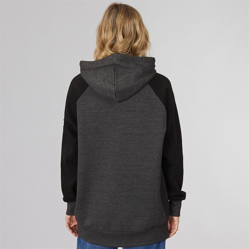 Bench Womens Halo Oversized Hoodie Charcoal Marl/Black - Image 2