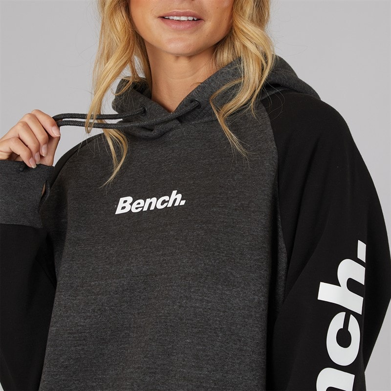 Bench Womens Halo Oversized Hoodie Charcoal Marl/Black - Image 3