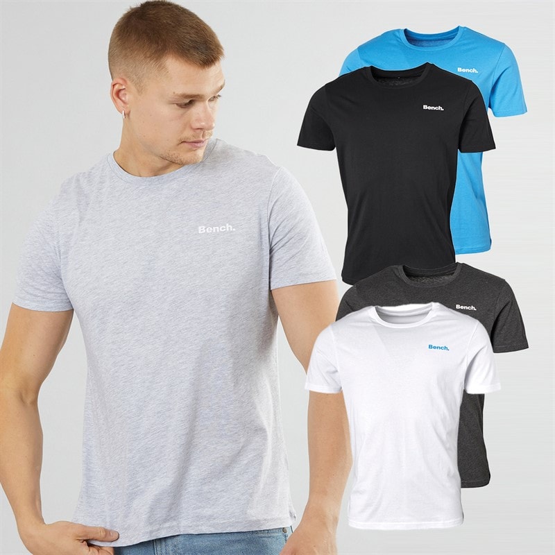 Bench Mens Berrick Five Pack T-Shirts Grey Marl/White/Blue/Charcoal - Image 1