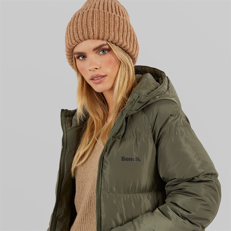 Bench Womens Ryelle Maxi Length Puffer Coat Khaki - Image 3