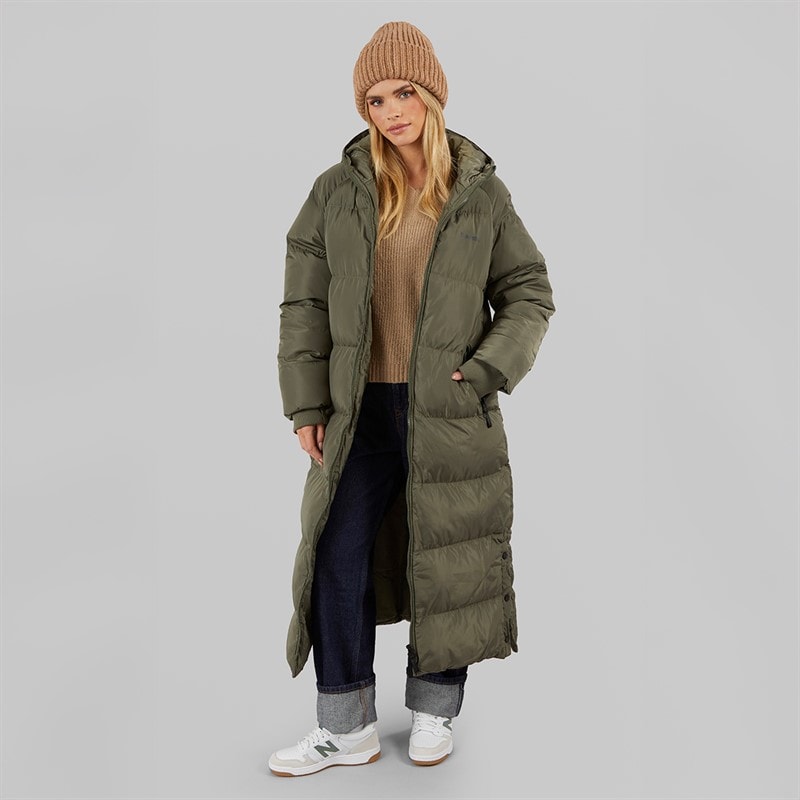 Bench Womens Ryelle Maxi Length Puffer Coat Khaki - Image 4